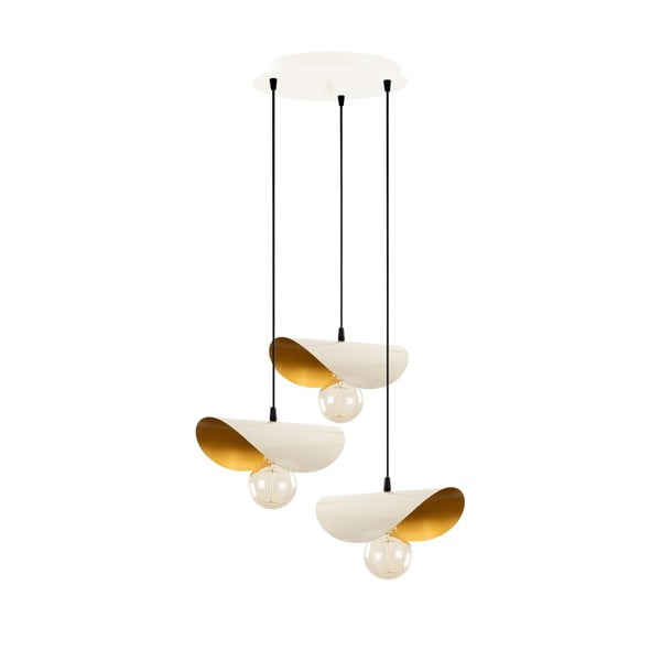 Висящо осветително тяло с метален абажур в бял и златист цвят Sivani – Opviq lights