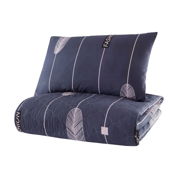Синя покривка за легло с калъфка за възглавница от памук ranforce , 180 x 225 cm Modena - Mijolnir