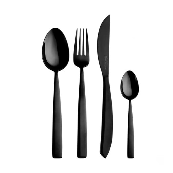 Черни прибори за хранене от неръждаема стомана 24 бр. Black Luxure - Orion