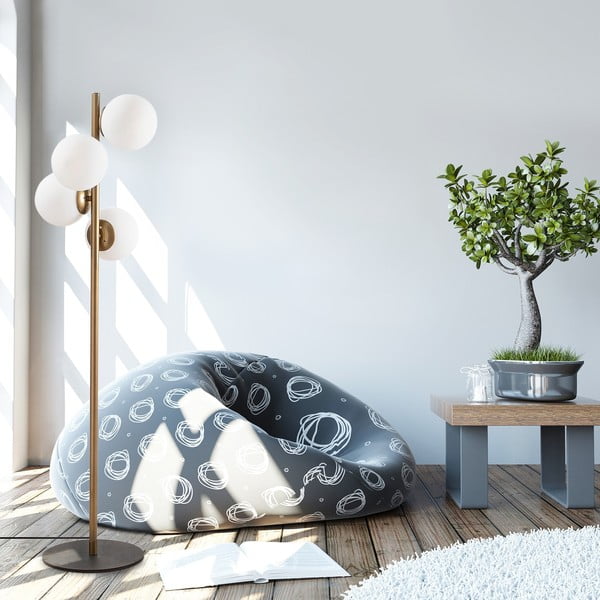 Черна и златисто подова лампа със стъклен абажур (височина 130 cm) Faze – Opviq lights-image-1