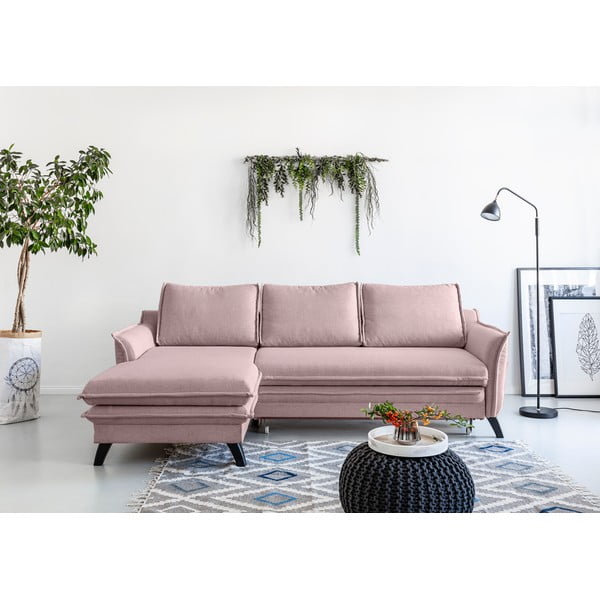 Прахово розов ъглов разтегателен диван, ляв ъгъл Charming Charlie - Miuform-image-1