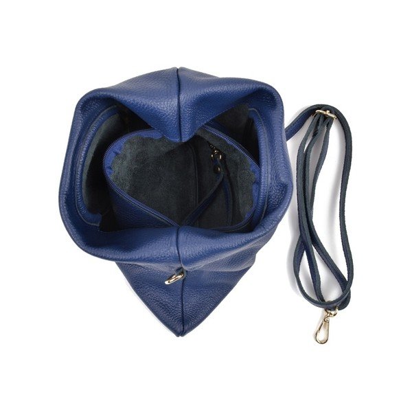 Modrá kožená kabelka Luisa Vannini Pergon Cross-image-2