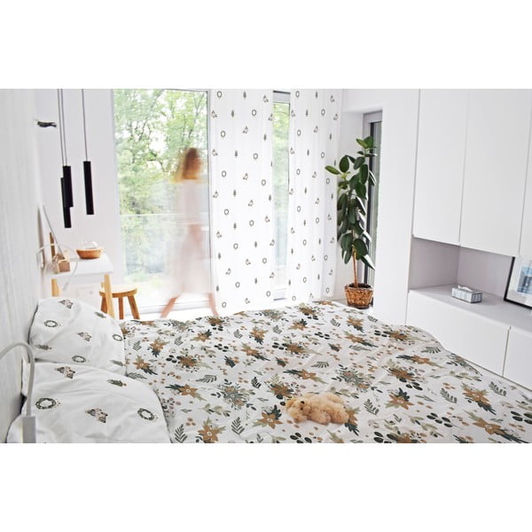 Бяла завеса от памучен сатен 110x250 cm Festive Car – Butter Kings-image-1