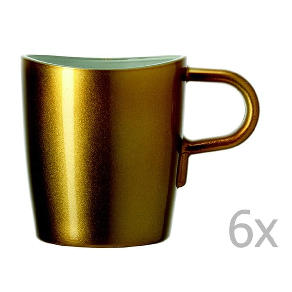 Sada 6 zlatých metalických hrnků na kávu LEONARDO Loop, 260 ml