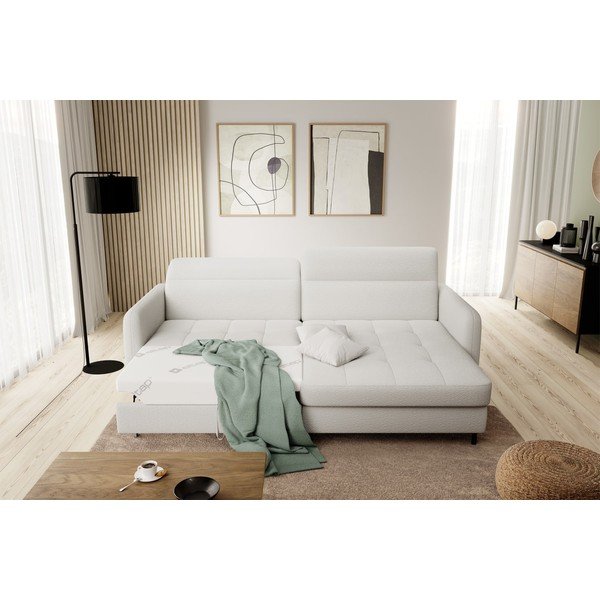 Кремав разтегателен ъглов диван с място за съхранение от букле (десен ъгъл) Gomsi – ELTAP-image-1