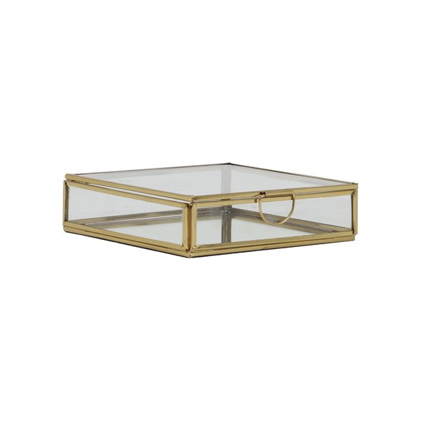 Декоративна стъклена кутия за съхранение в златист цвят Mirina - Light & Living