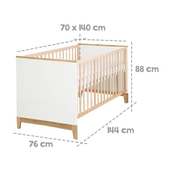 Детско легло от букова дървесина в бял и естествен цвят 70x140 cm Finn - Roba-image-4