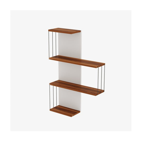 Подова етажерка с декор от бор в бял и естествен цвят 64 cm Cambel - Kalune Design-image-2