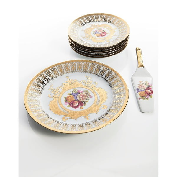 Zlatý porcelánový dortový set Cihan Bilisim Tekstil