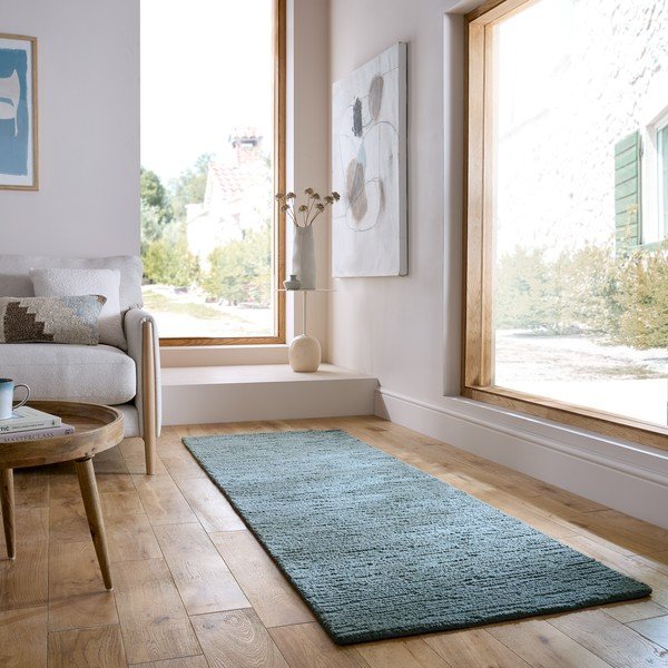 Сиво-синя ръчно изработена вълнена пътека 80x230 cm Harris Boucle – Flair Rugs-image-1