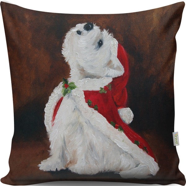 Възглавница Коледно куче, 43 x 43 cm - Gravel