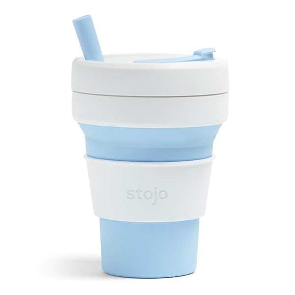 Синьо-бяла сгъваема чаша за пътуване Sky, 470 ml Biggie - Stojo