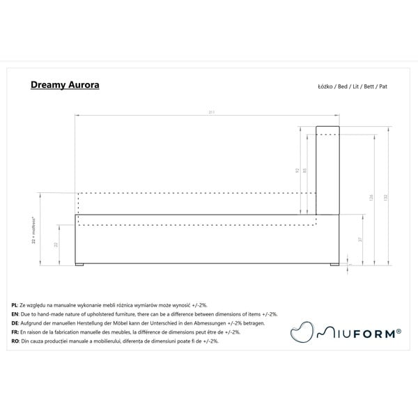 Бежово тапицирано единично легло с място за съхранение и решетка 90x200 cm Dreamy Aurora - Miuform-image-4