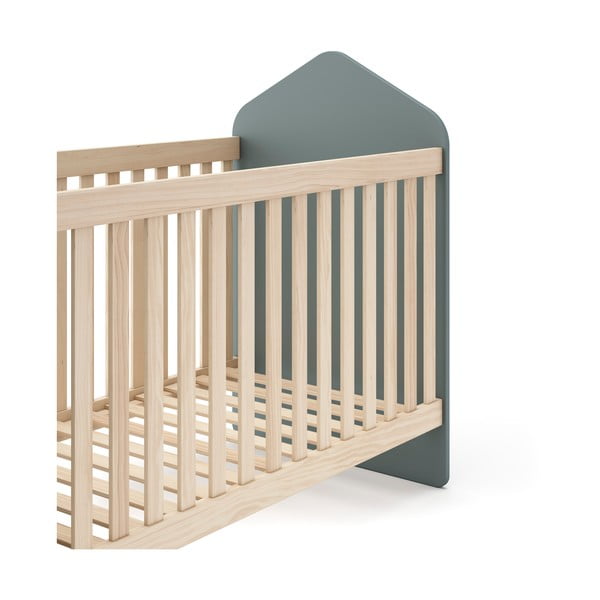 Детско креватче 60x120 cm от декор от бор в естествен цвят/сиво-зелено Estefania – Marckeric-image-4