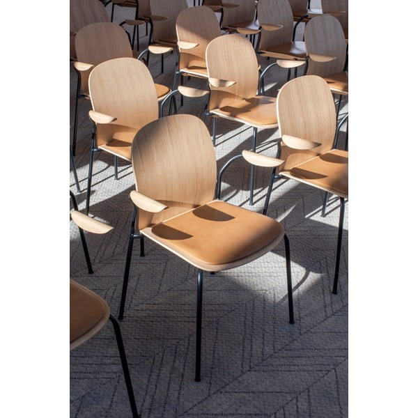 Трапезни столове в комплект с подлакътници/за подреждане 2 бр. от декор от дъб  в цвят кафяв коняк/в естествен цвят Book – Gazzda-image-4