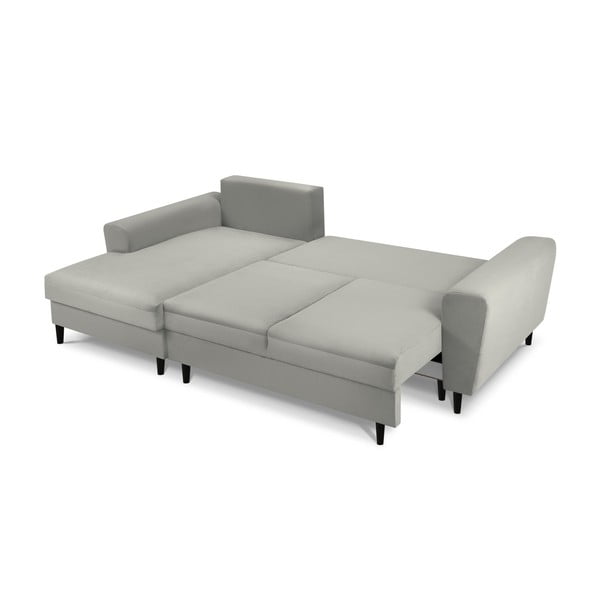 Светлосив разтегателен ъглов диван с място за съхранение от рипсено кадифе (ляв ъгъл) Kyoto – Cosmopolitan Design-image-2