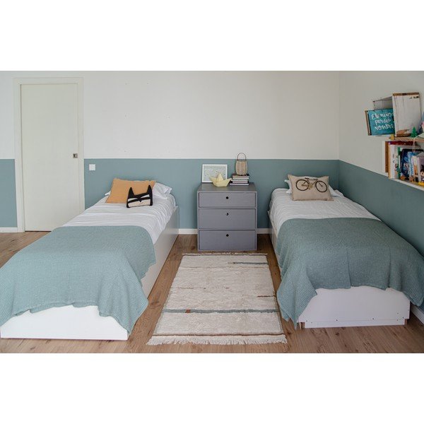 Син и кремав ръчно изработен памучен килим подходящ за пране 90x130 cm Lanes Vintage Blue – Lorena Canals-image-1