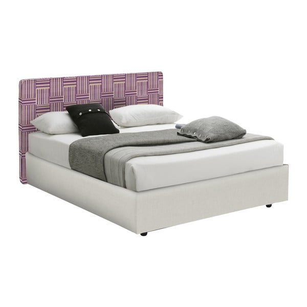 Béžovo-fialová jednolůžková postel s úložným prostorem 13Casa Ninfea, 120 x 190 cm