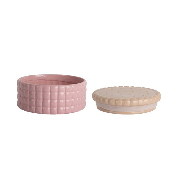 Светлорозова декоративна керамична кутия за съхранение ø 20x10 cm Biscuit Box – PT LIVING-image-2
