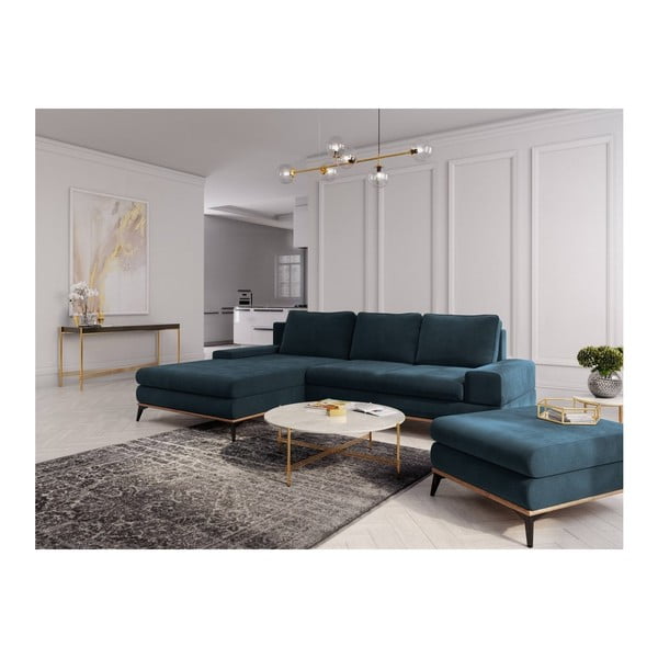 Петролно син пуф Planet - Windsor & Co Sofas-image-3