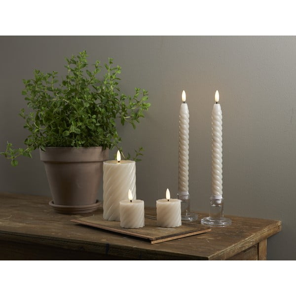 Бежова LED свещ от восък, височина 15 см Flamme Swirl - Star Trading-image-4