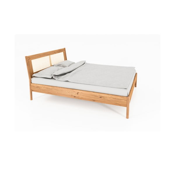 Дъбово двойно легло с ратанова табла 140x200 cm Pola - The Beds