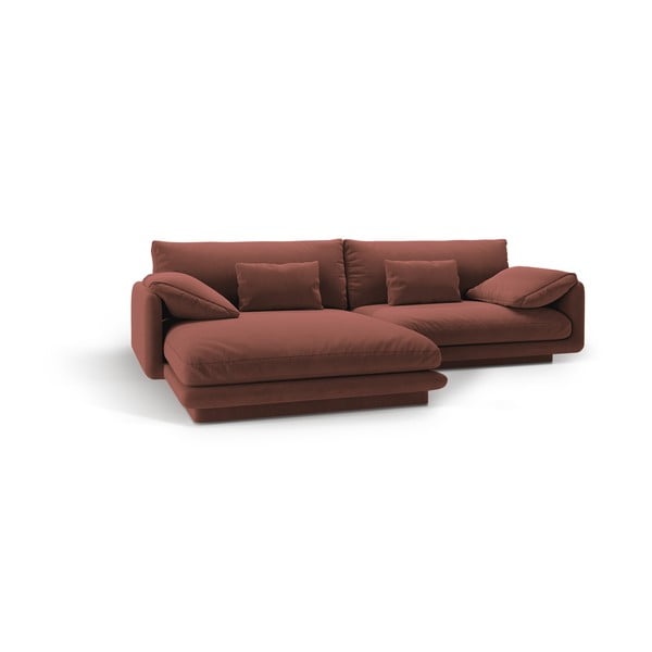 Розов кадифен ъглов диван (ляв ъгъл) Torino – Micadoni -image-2