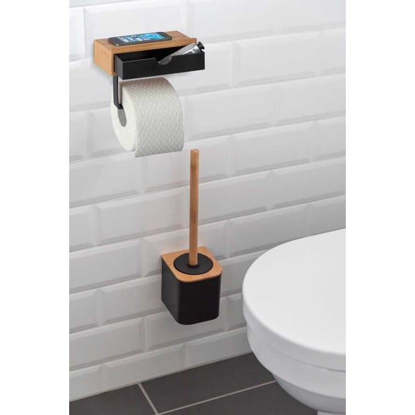 Черен държач за тоалетна хартия с бамбукова облицовка Bambusa - Wenko-image-1