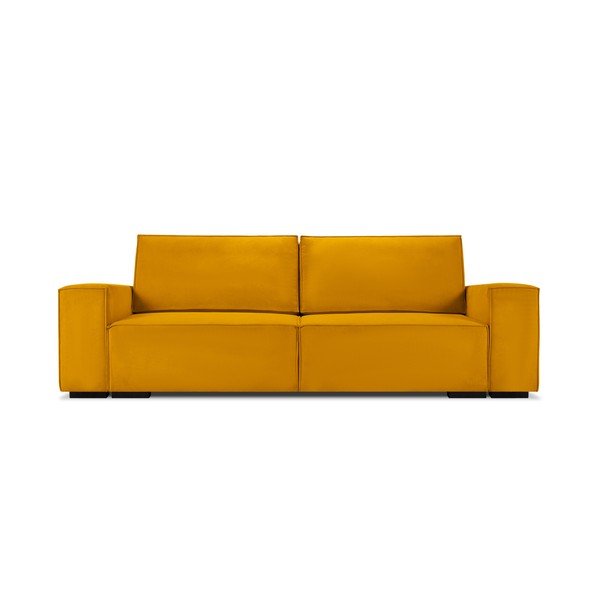 Жълт велурен разтегателен диван Azalea - Mazzini Sofas-image-2