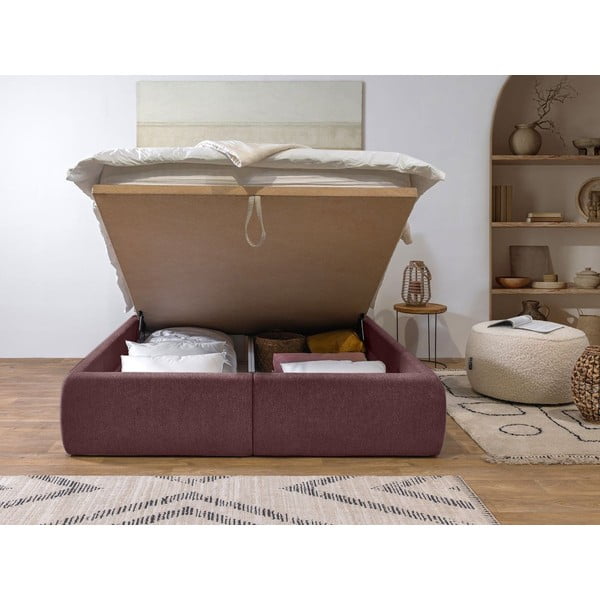 Розово двойно тапицирано  легло с място за съхранение с включена подматрачна рамка 160x200 cm Garance – Bobochic Paris-image-3