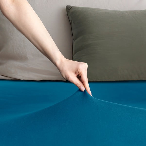 Еластичен чаршаф от джърси в петролен цвят 140x200 cm Amber – Restilo-image-1