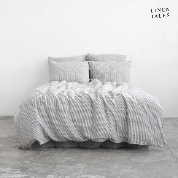 Черно и бяло ленено спално бельо за единично легло 165x220 cm - Linen Tales