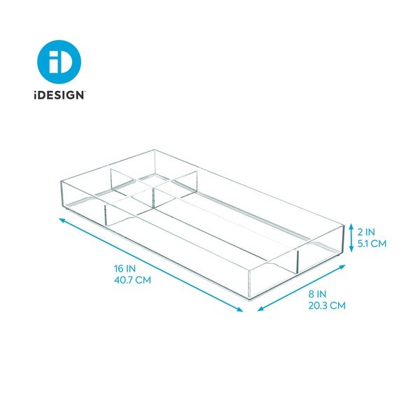 Прозрачен органайзер за подреждане с отделения Clarity, 40,6 x 20,3 cm - iDesign-image-1