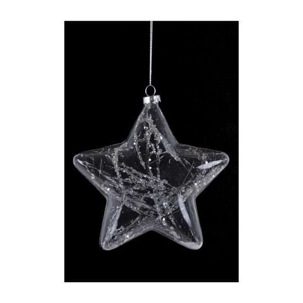 Коледна стъклена украса във формата на звезда с клонче Ego decor, височина 15 см - Ego Dekor