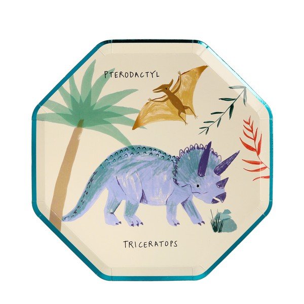 Хартиени чинийки за еднократна употреба в комплект 8 бр. Dinosaur Kingdom – Meri Meri-image-3