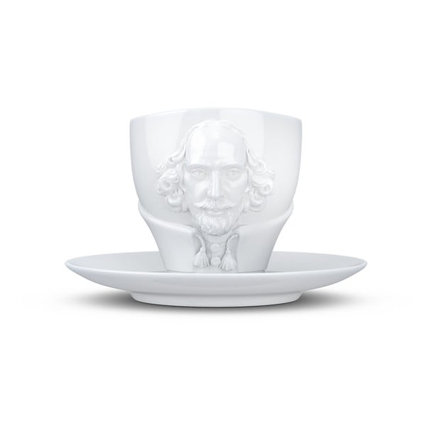 Комплект от бяла порцеланова чаша и чиния William Shakespeare, обем 260 ml - 58products