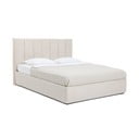 Бежово тапицирано двойно легло с място за съхранение и включена подматрачна рамка 160x200 cm Thessa Bold Line – Bonami Selection