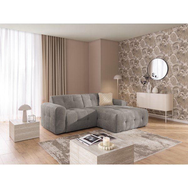 Сив ъглов диван (десен ъгъл/с лежанка) Melva – Ropez-image-1