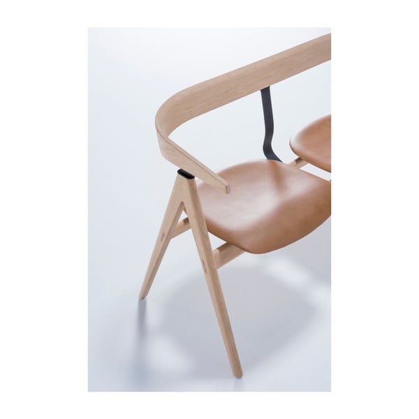 Пейка от дъбово дърво с кожена седалка Ava - Gazzda-image-4