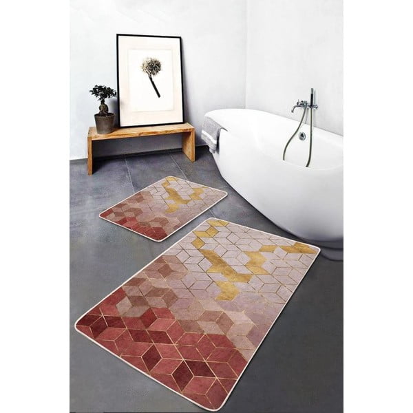 Розови кадифени килими за баня в комплект от 2 бр. 60x100 cm – Mila Home-image-2