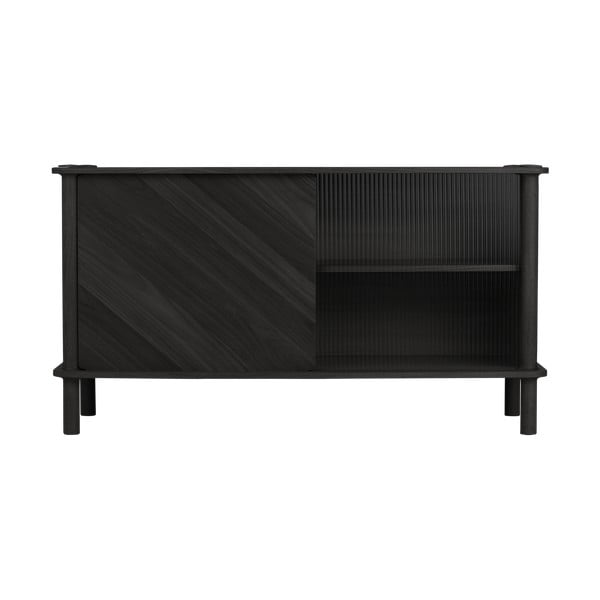 Черна витрина от масивен дъб с плъзгащи се врати 135x73,5x48 cm Italic – UMAGE-image-1