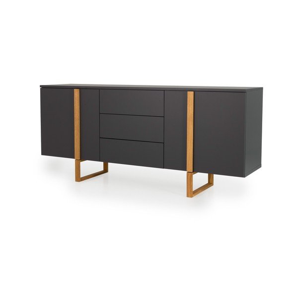 Антрацитно сив скрин с дъбови крака , 177 x 78 cm Birka - Tenzo-image-2