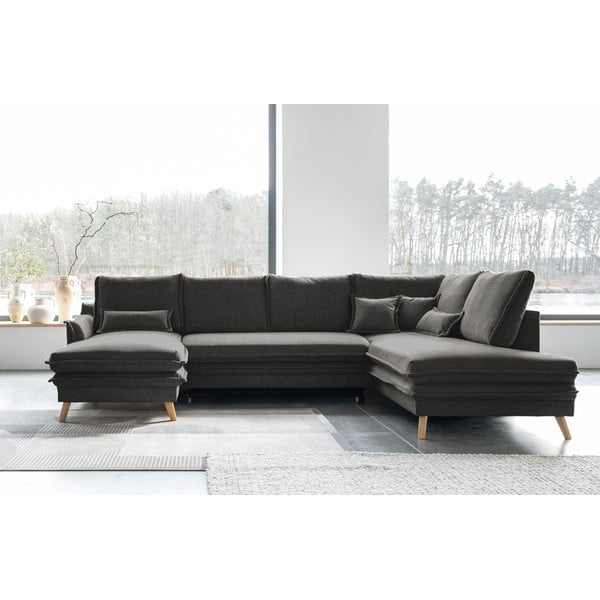 Тъмносив разтегателен ъглов диван (десен ъгъл/"U" форма) Charming Charlie – Miuform-image-1