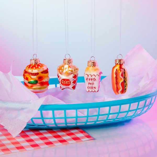 Стъклени коледни украси в комплект от 4 бр. Fast Food – Sass & Belle-image-1