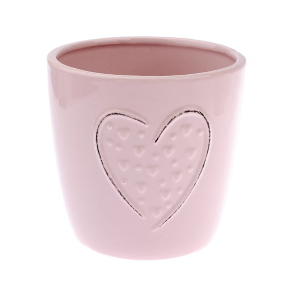 Розова керамична саксия Сърце, височина 12 cm - Dakls
