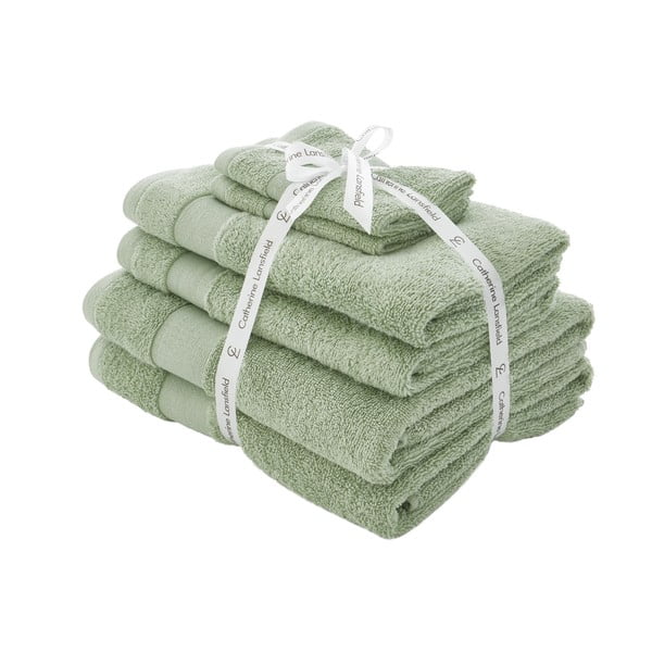 Зелени памучни хавлии и кърпи за баня в комплект от 6 бр. от тери Anti-Bacterial – Catherine Lansfield