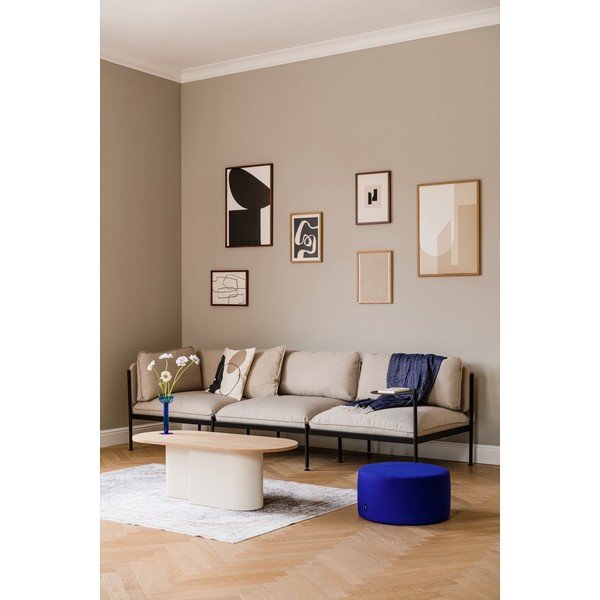 Бежова масичка за кафе с дъбов плот 50x115 cm Looi – noo.ma-image-4