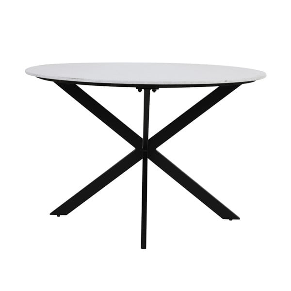 Черно-бяла кръгла трапезна маса с плот от имитация на мрамор ø 120 cm Tomochi – Light & Living
