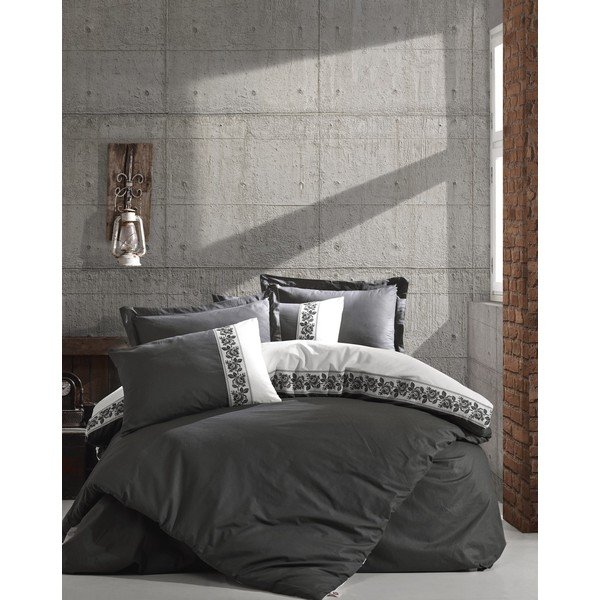 Сиво памучно спално бельо с чаршаф Cotton Box , 200 x 220 cm Rosinda - Mijolnir-image-1