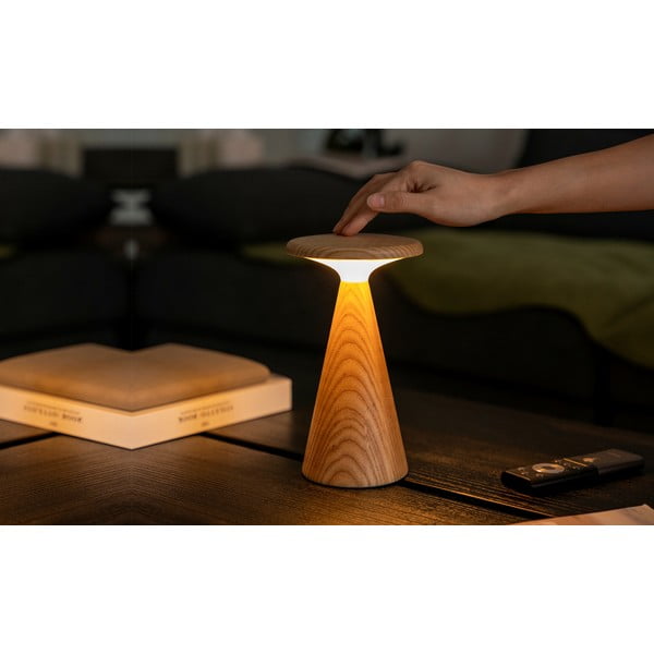 LED настолна лампа в естествен цвят с дървен абажур (височина 21 cm) Sylva – Gingko-image-3